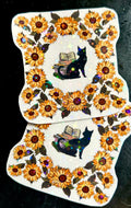 Black cat sunflower stickers